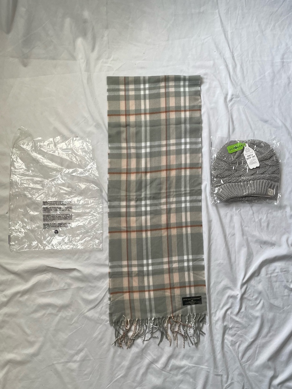 Plaid Scarf and Cozy Beanie Hat Fall Matching Set Brand New David & Young